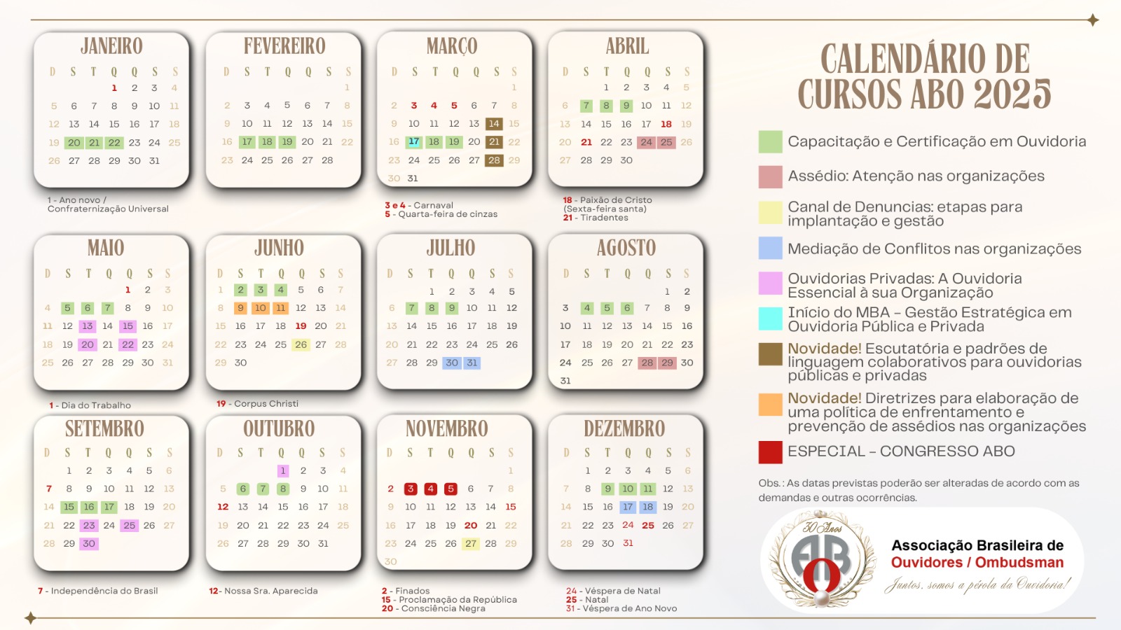 Calendário 2025