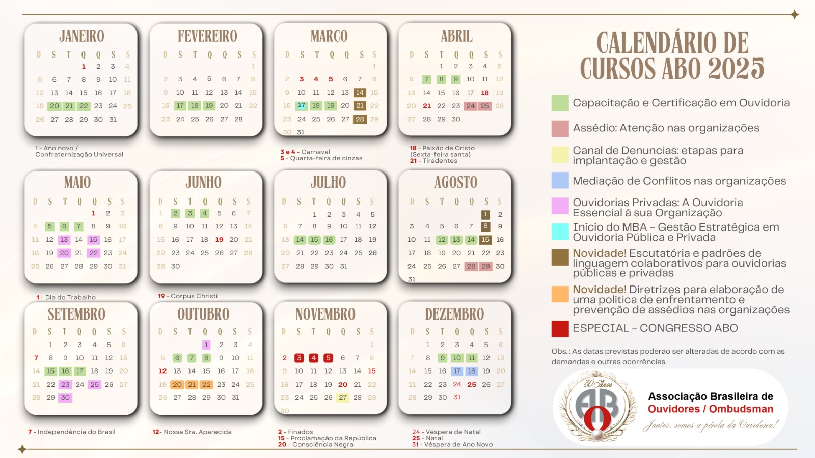 Calendário 2025