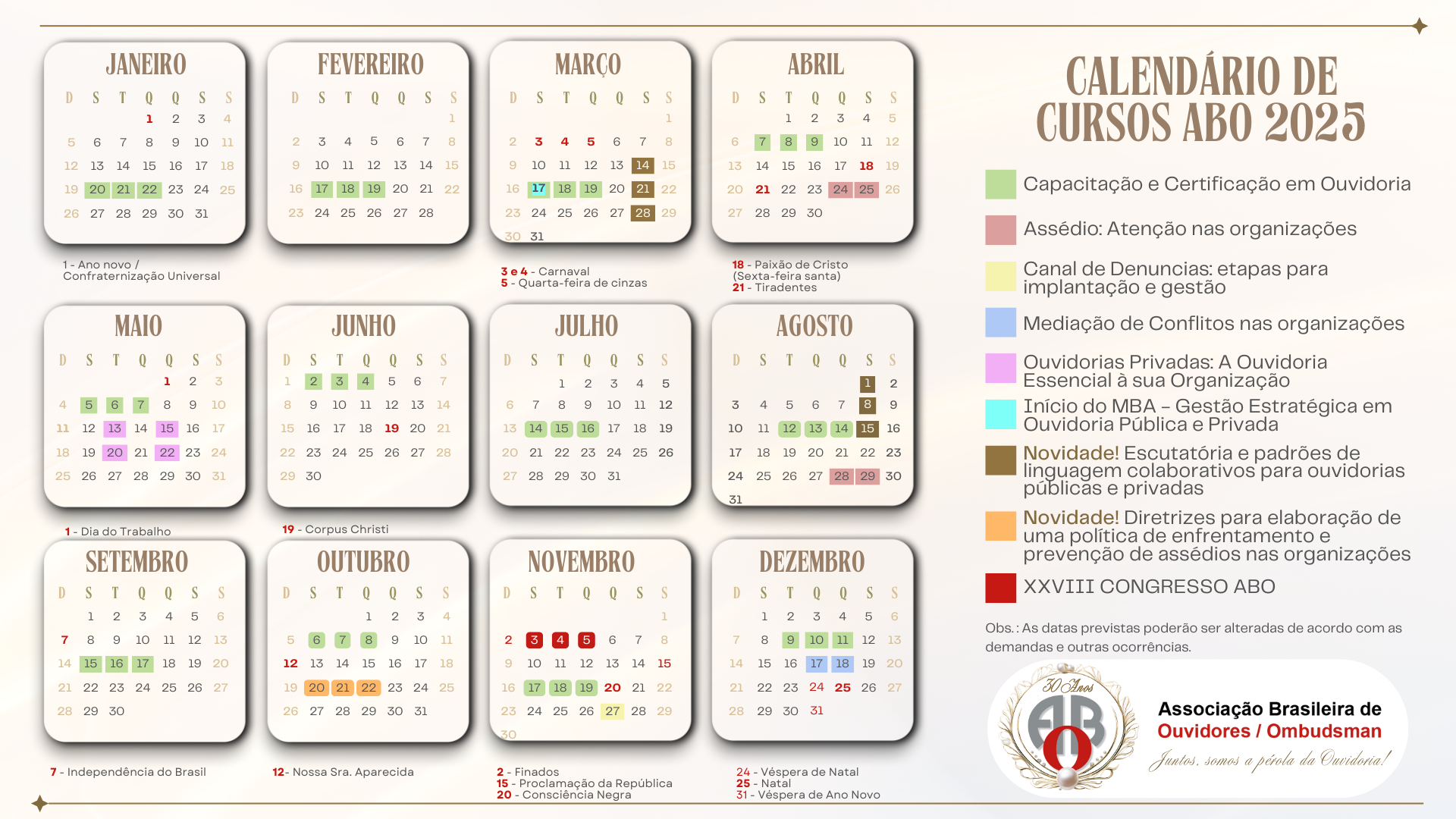 Calendário 2025